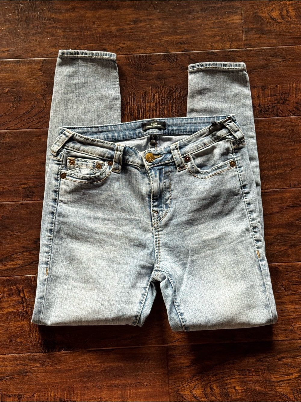 True Religion Hallee High Rise Super Skinny Jeans Light Blue Size 28